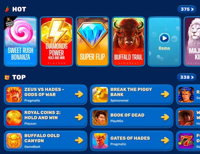Spinfin Casino Home games